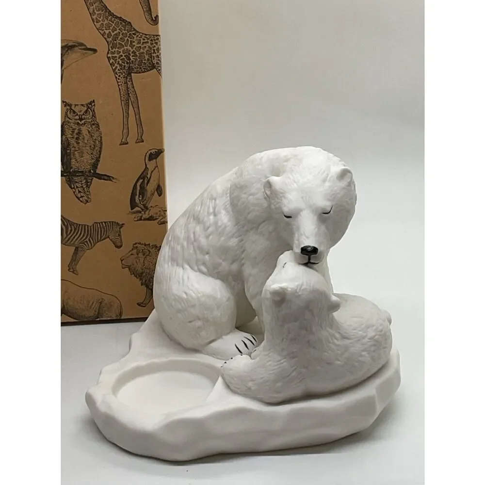PartyLite Rare White Polar Bear Pair Candle Holder